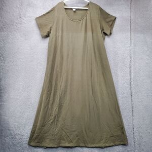 Jessica London Size Maxi Shirt Dress Casual Short Sleeve Size 28W Olive Green
